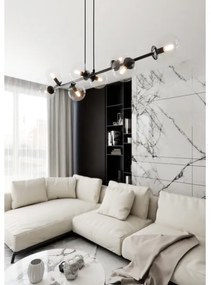 Luster na lanku ROSSI 8xE14/10W/230V čierna/číra