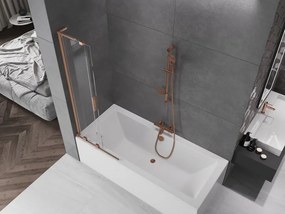 Mexen Velar L, 2-krídlová posuvná vaňová zástena 75 x 150 cm, 8mm číre sklo, medená matná, 896-075-003-01-65