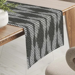 Biante Dekoračný behúň na stôl Leona LN-048 Tmavo sivé obrazce a pásiky 45x140 cm