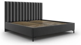 Tmavosivá čalúnená dvojlôžková posteľ s úložným priestorom s roštom 200x200 cm Casey – Mazzini Beds