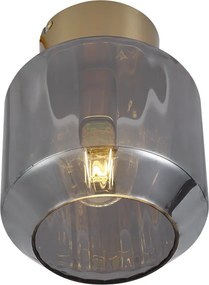 Moderné stropné svietidlo mosadzné s dymovým sklom - Stiklo