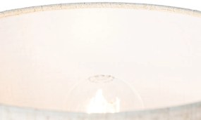 Rustikálna stolná lampa drevená s ľanovým tienidlom béžová 25 cm - Mels