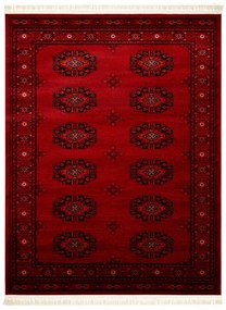 Koberec ORIENT 6871 so strapcami, rám / ornament / klasický, bordový / čierny