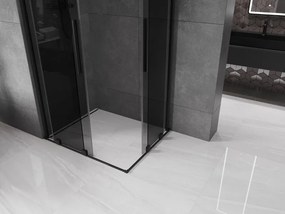 Mexen Velar Duo, sprchový kút s posuvnými dverami 100 x 90 cm, 8mm šedé sklo, čierna matná, 871-100-090-42-70