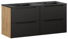 Závěsná skříňka Luxor Black Sky se zápustným umyvadlem 120 cm černá/dub olejovaný
