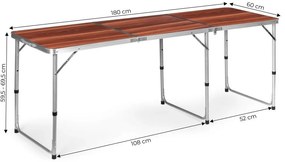 Skladací cateringový stôl 180 x 60 cm s imitáciou dreva 3-časťový