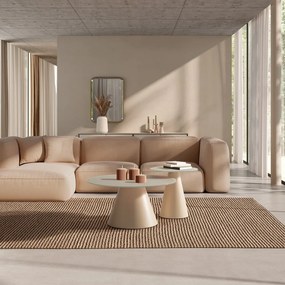 Krémovobiele okrúhle konferenčné stolíky v súprave 2 ks so sklenenou doskou ø 80 cm Vida – MOME