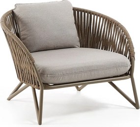 Svetlosivé/hnedé kovové záhradné kreslo Branzie – Kave Home