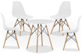 Biely jedálenský set 1+4, stôl OSLO 90 + stolička YORK OSAKA