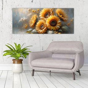 Obraz - Maľba slnečníc (120x50 cm)