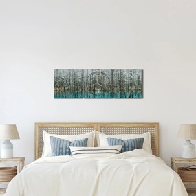 Obraz - Tyrkysový rybník, Biei, Japonsko (s hodinami) (90x30 cm)