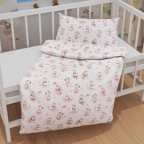 Biante Detské bavlnené posteľné obliečky do postieľky Sandra SA-438 Ružové žirafy na bielom Do postieľky 90x140 a 50x70 cm