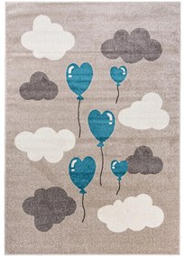 Detský kusový koberec Modré balóniky béžový 160x229cm