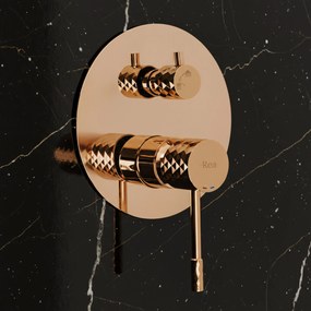 Rea Lungo Diamond, podomietkový sprchový set s dažďovou hlavovou a ručnou sprchou, medená lesklá, REA-P5657