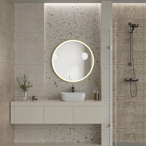 Erga Olivia, okrúhle LED zrkadlo 90cm, zlatý kovový rám, 2070 lm, 6500K, predné osvetlenie, ERG-V01-202-9090-GD