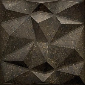 3D panel 0073, cena za kus, rozmer 50 cm x 50 cm, DIAMANT beton čierno-zlatý, IMPOL TRADE