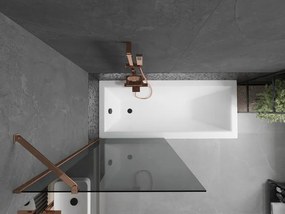 Mexen Next, vaňová zástena 1-krídlová 80 x 150 cm, fixné krídlo, 6 mm šedé sklo, ružové zlato profil, 895-080-000-00-40-60