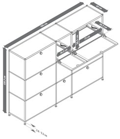 Komoda »CN3« s 9 výklopnými dvierkami, sivá