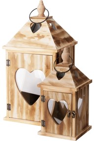 Súprava drevených lampášov Srdce, 2 ks