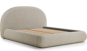 Béžová čalúnená dvojlôžková posteľ s úložným priestorom s roštom 160x200 cm Maumere – Maison de Rêve