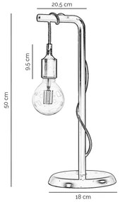 ONLI - Stolná lampa WIRE 1xE27/15W/230V 50 cm čierna