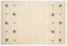 Vlnený koberec gabbeh 140 x 200 cm béžový YALI Beliani