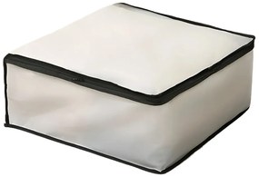 Arte Regal Textilný úložný box na uschovanie oblečenia a posteľnej bielizne, WHITE KIPIT, 45x30x20, biely