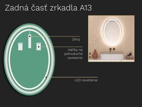 Oválne zrkadlo do kúpeľne s LED osvetlením A13