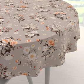 Biante Bavlnený okrúhly obrus Sandra SA-739 Ruže a konvalinky na béžovosivom Ø 70 cm