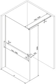 Mexen Kioto+, sprchová zástena Walk-In s poličkou a vešiakom 120 x 200 cm, 8mm sklo námraza, biely profil, 800-120-121-20-30
