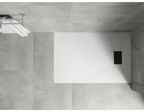Mexen Hugo, obdĺžniková sprchová vanička SMC 120 x 90 cm, biela, čierna krytka, 42109012-B