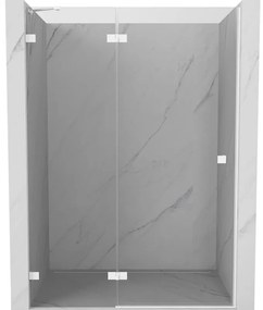 Mexen, Mexen Lunar ľavé otočné sprchové dvere 135 cm, transparentné, biele - 834-135-000-20-00-L