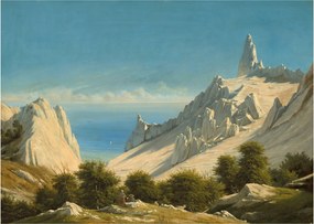 Sklenený obraz - Georg Emil Libert, View of Sommerspiret, the Cliffs of Møn, reprodukcia (70x50 cm)