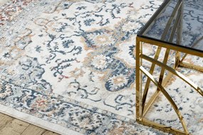 Koberec DISTIN 0834A tmavomodrá / modrá / žltá - ornament, vintage, strapce