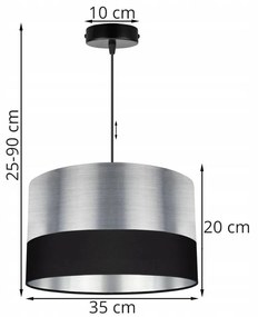 Závesné svietidlo CHROMIC, 1x chrómové textilné tienidlo (výber z 2 farieb), (výber z 2 farieb konštrukcie), (fi 35cm)