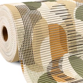 Kúpeľňová penová rohož / predložka PRO-088 Hnedo-zelený designový vzor - metráž šírka 65 cm