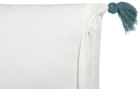 Bavlnený vankúš so vzorom 45 x 45 cm biela/modrá CORNUS Beliani