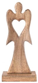 InDecor Anjel z mangového dreva so srdcom, 32,5 x 14 x 5 cm
