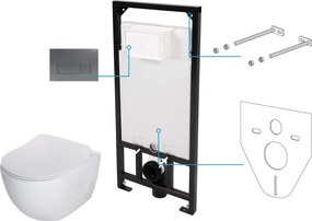 Deante Peonia, závesný WC set 6v1 pod omietku, biela-grafitová, DEA-CDET6ZPW