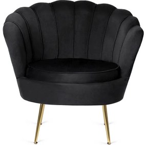Kreslo LOREN s podnožkou, čierne, z velúru