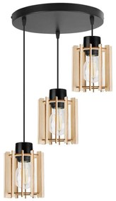 Závesné svietidlo Timber 7, 3x drevené tienidlo, o