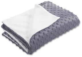 Biante Detská obojstranná deka Minky bodky/Polar MKP-004 Tmavo sivá 75x100 cm