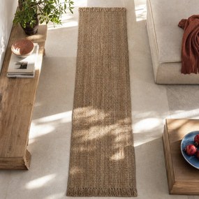 Hnedý jutový behúň Flair Rugs Jute, 60 x 230 cm
