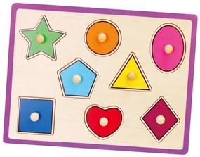 Detské drevené puzzle s úchytmi Viga Geometrické tvary