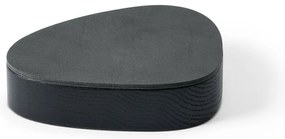 Čierny/antracitový drevený/z eko kože úložný box s vekom/dekoratívny 14x12,5x3,5 cm Curve Nupo – LIND DNA