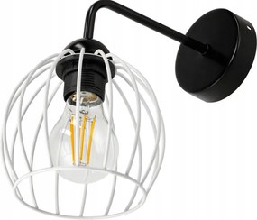 Čierna LED nástenná lampa LOFT edison + biele tienidlo 1xe27