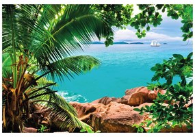 Samolepiaca tapeta loďka na šírom mori