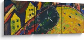 Obraz - Vasily Kandinsky, Houses at Murnau, reprodukcia (s hodinami) (90x30 cm)