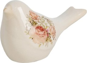 Béžová keramická dekorácia vtáčik s ružami Rosien S - 16*7*9 cm