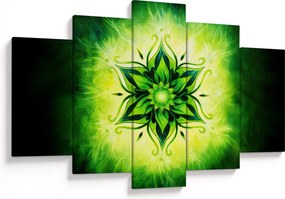 Obraz - Kvetinová mandala v zelenom pozadí (150x105 cm)